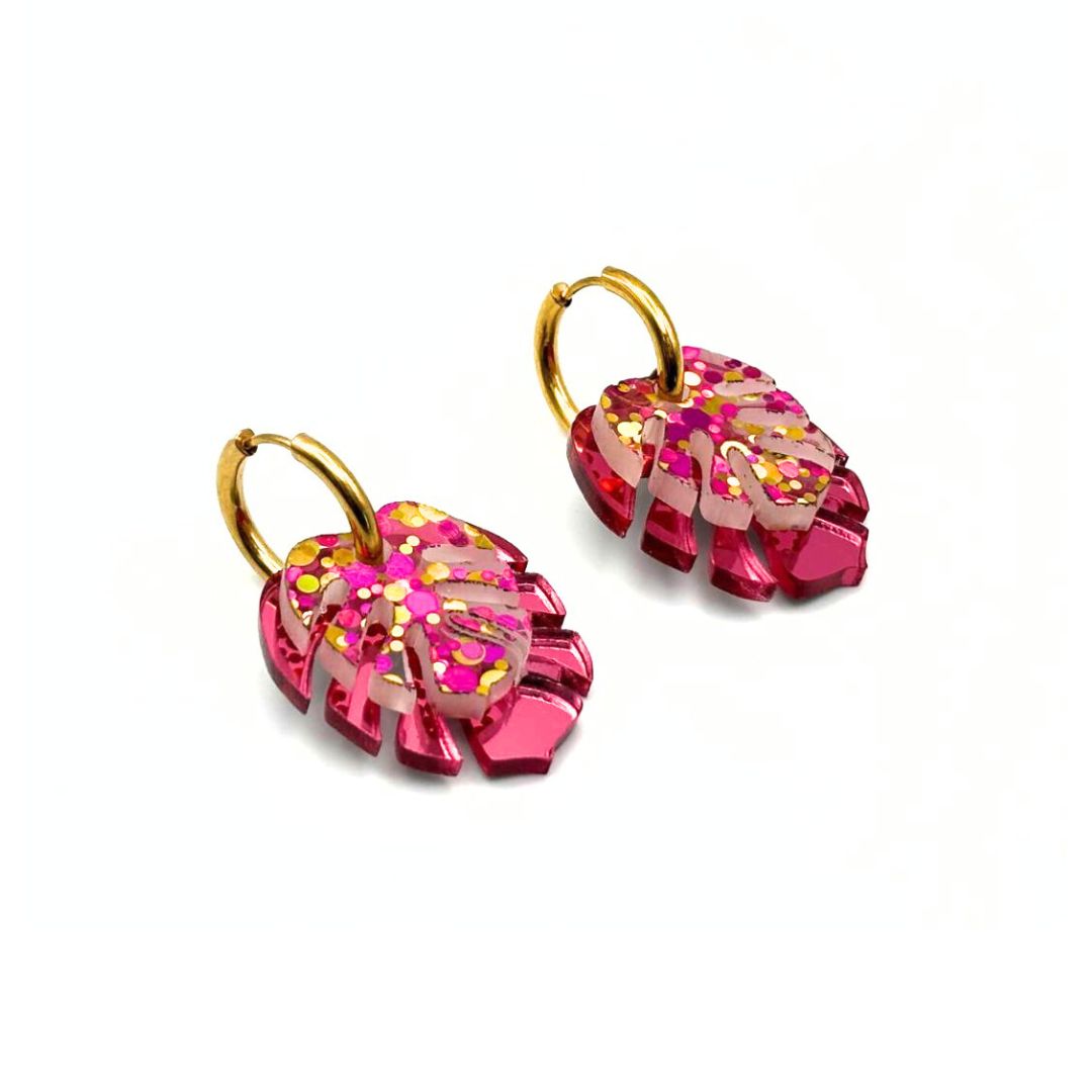 Monstera doble aro fucsia 2