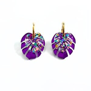 Monstera doble con aro morada 1